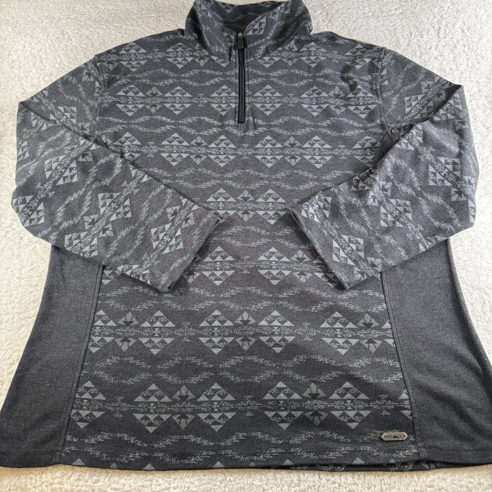 Powder River Outfitters Pullover Mens 2XL Grey Excellent Aztec Quarter Zip